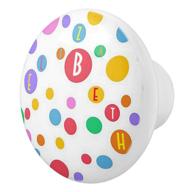 Personalisierter Polka Dot Keramik Door Knob Keramikknauf (Rechts)