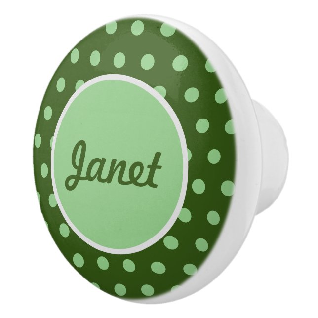 Personalisierter Polka Dot Keramik Knob (grün) Keramikknauf (Rechts)