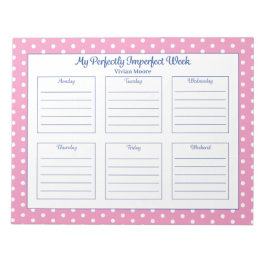 Personalisierter Polka Dot Weekly Planer Notepad Notizblock