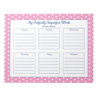 Personalisierter Polka Dot Weekly Planer Notepad Notizblock