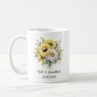 Personalisierter Polterabend Sonnenblumen Kaffeetasse