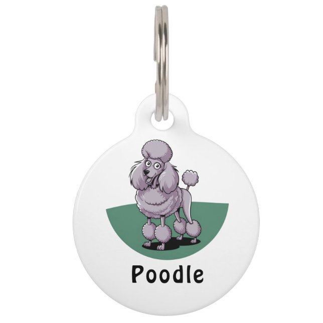 Personalisierter Poodle Hund Welpenname Tag Haustiermarke (Vorderseite)