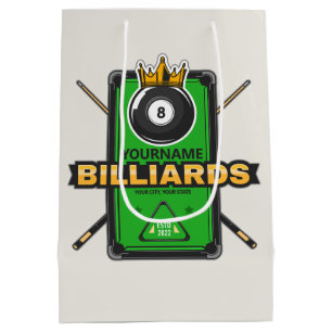 Personalisierter Pool Hall NAME 8 Ball Crown Billi Mittlere Geschenktüte