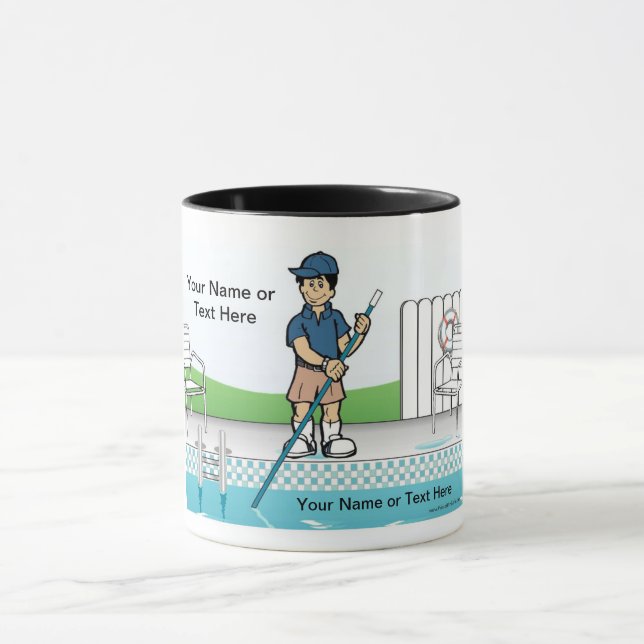 Personalisierter Pool-Reiniger - Cartoon für Männe Tasse (Zentrum)
