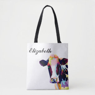 Personalisierter Pop Art Kuh Tasche