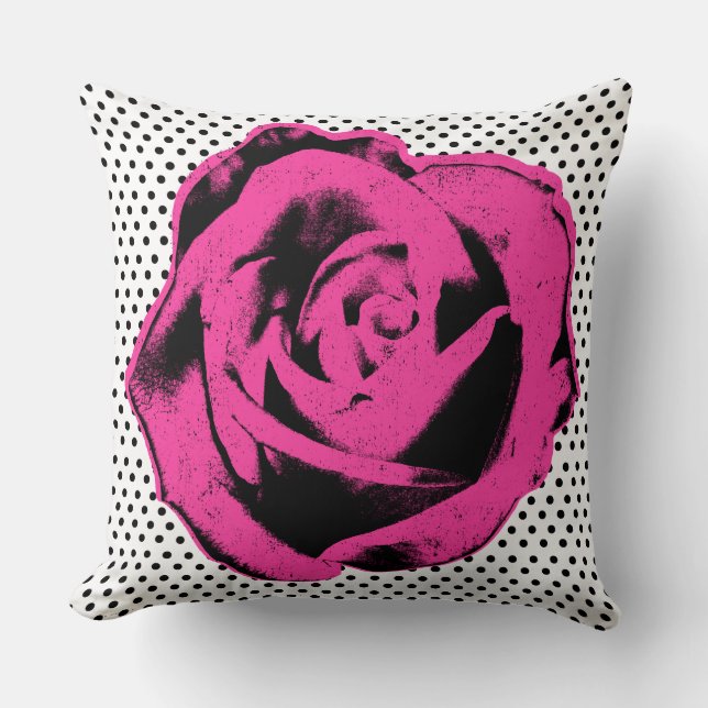 Personalisierter Pop Art Pink Rose - Polka Dot Des Kissen (Vorderseite)