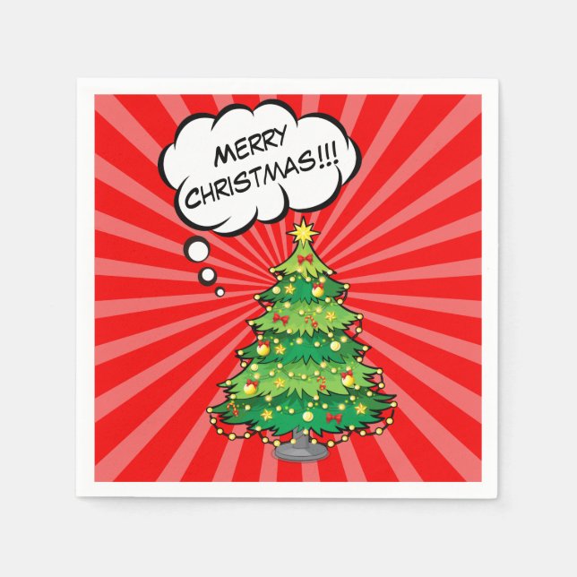 Personalisierter Pop Art Weihnachtsbaum Serviette (Vorderseite)