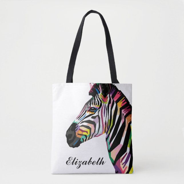 Personalisierter Pop Art Zebra Tasche (Vorderseite)