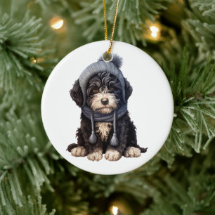 Personalisierter portugiesischer Wasserhund Keramik Ornament