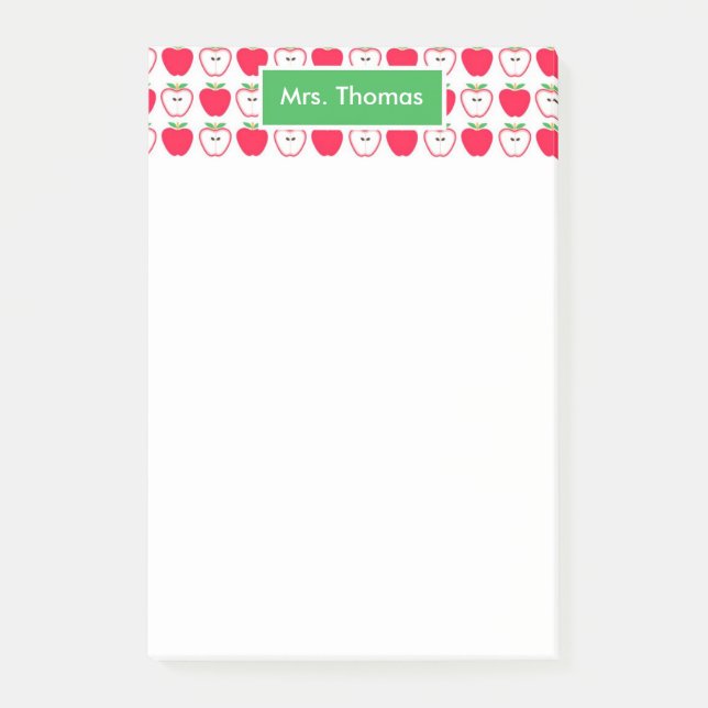 Personalisierter Post mit rotem und weißem Apfel Post-it Klebezettel (Vorderseite)