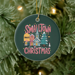 Personalisierter Postleitzahl Kleinstadt Weihnacht Keramik Ornament