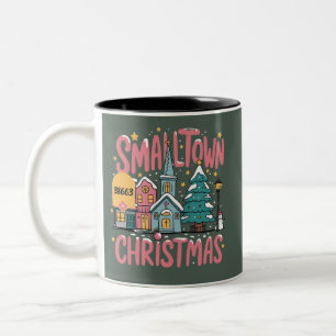 Personalisierter Postleitzahl Kleinstadt Weihnacht Zweifarbige Tasse