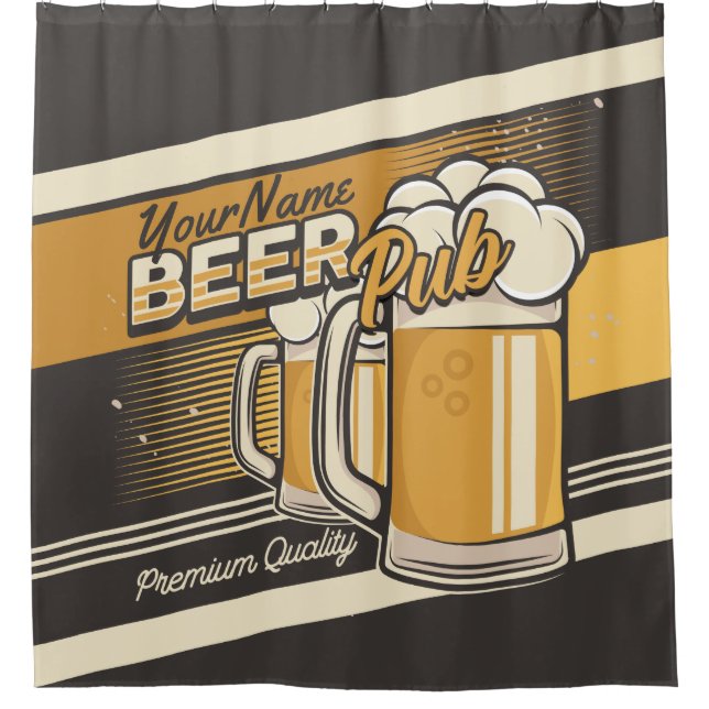 Personalisierter Premium Cold Beer Tasse Pub Bar Duschvorhang (Vorderseite)