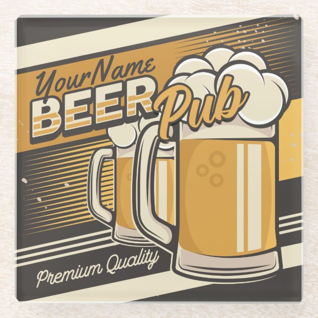 Personalisierter Premium Cold Beer Tasse Pub Bar Glasuntersetzer (Vorderseite)