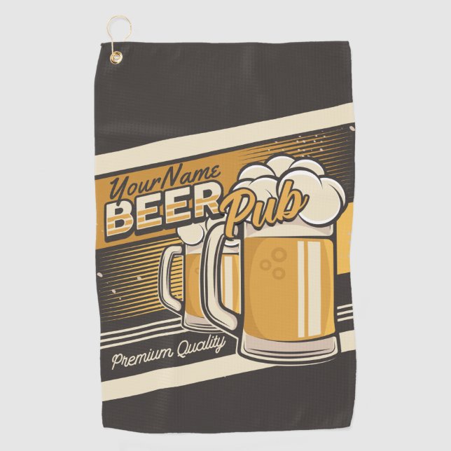 Personalisierter Premium Cold Beer Tasse Pub Bar Golfhandtuch (Vorderseite)