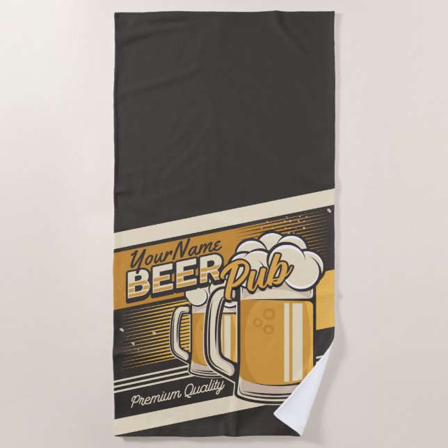 Personalisierter Premium Cold Beer Tasse Pub Bar  Strandtuch (Vorderseite)