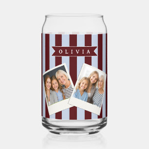 Personalisierter Preppy Braun Blau Cabana Streifen Dosenglas