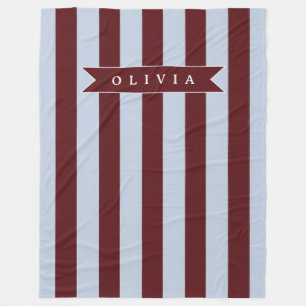 Personalisierter Preppy Braun Blau Cabana Streifen Fleecedecke