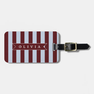 Personalisierter Preppy Braun Blau Cabana Streifen Gepäckanhänger