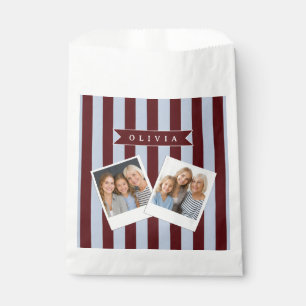 Personalisierter Preppy Braun Blau Cabana Streifen Geschenktütchen