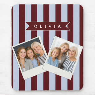 Personalisierter Preppy Braun Blau Cabana Streifen Mousepad