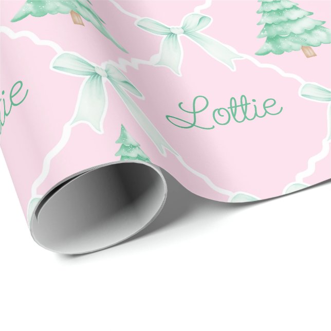 Personalisierter Preppy Christmas Tree Individuell Geschenkpapier (Rolleneckpunkt)