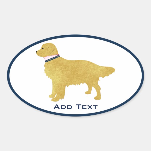 Personalisierter Preppy Golden Retriever Ovaler Aufkleber (Vorderseite)
