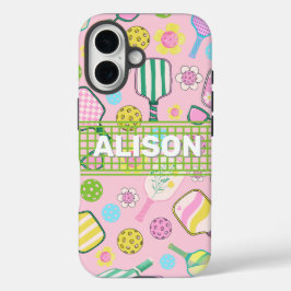 Personalisierter Preppy-Pickleball-Fall iPhone 16 Hülle