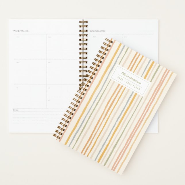 Personalisierter Preppy-Streifen Illustriert Paste Planer (Anzeige)