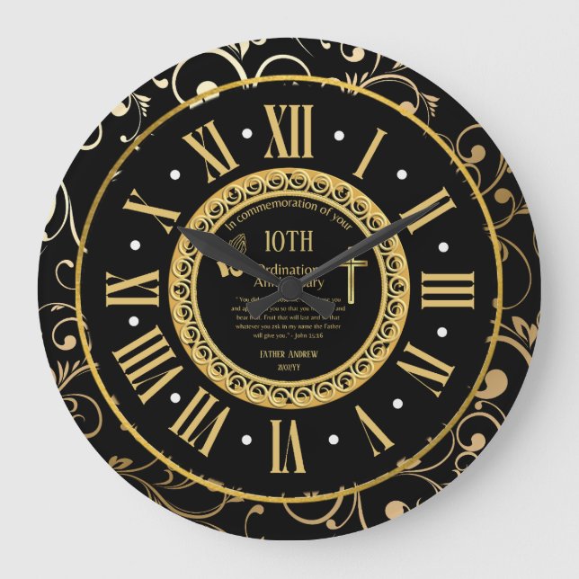 Personalisierter Priester-Jubiläum-Uhr Große Wanduhr (Vorderseite)