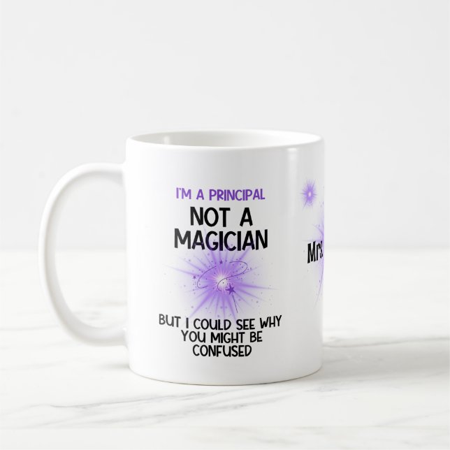 Personalisierter Principal kein Zauberer lustig Kaffeetasse (Links)
