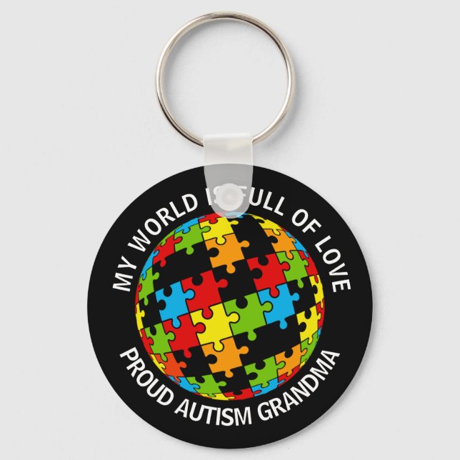 Personalisierter Proud Autismus Vater/Mama voller  Schlüsselanhänger (Vorderseite)