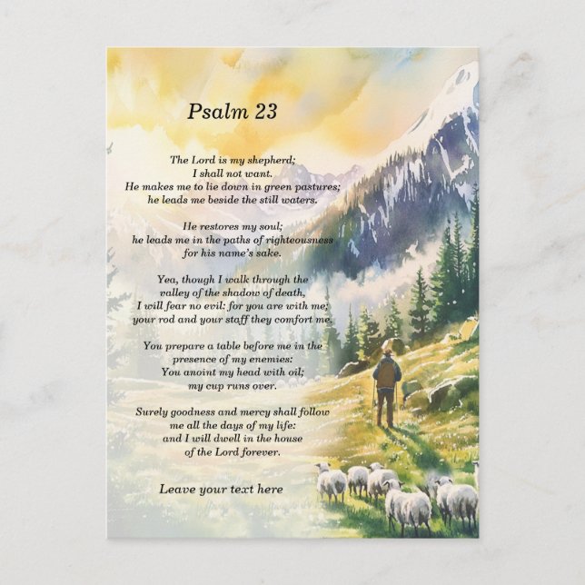 Personalisierter Psalm 23 mit Hirtenbild Postkarte (Vorderseite)