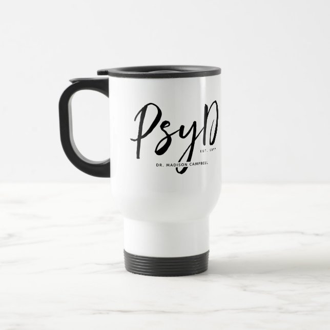 Personalisierter PsyD-Doktor der Psychologie Reisebecher (Links)