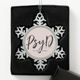 Personalisierter PsyD-Doktor der Psychologie Schneeflocken Zinn-Ornament