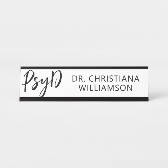 Personalisierter PsyD-Doktor der Psychologie Schreibtischnamensplakette (Vorderseite )