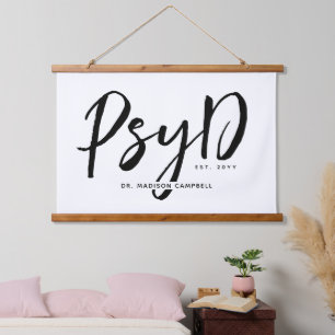 Personalisierter PsyD-Doktor der Psychologie Wandteppich Mit Holzrahmen