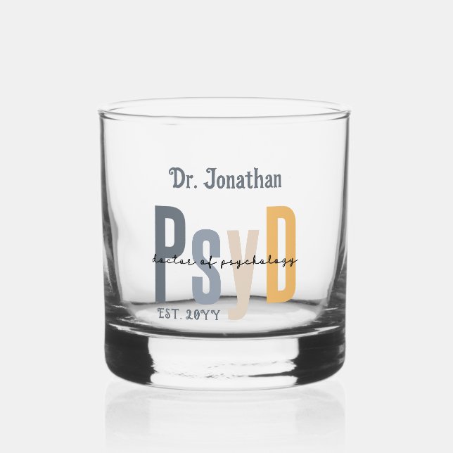 Personalisierter PsyD Doktor des Psychologie-Absch Whiskyglas (Vorderseite)