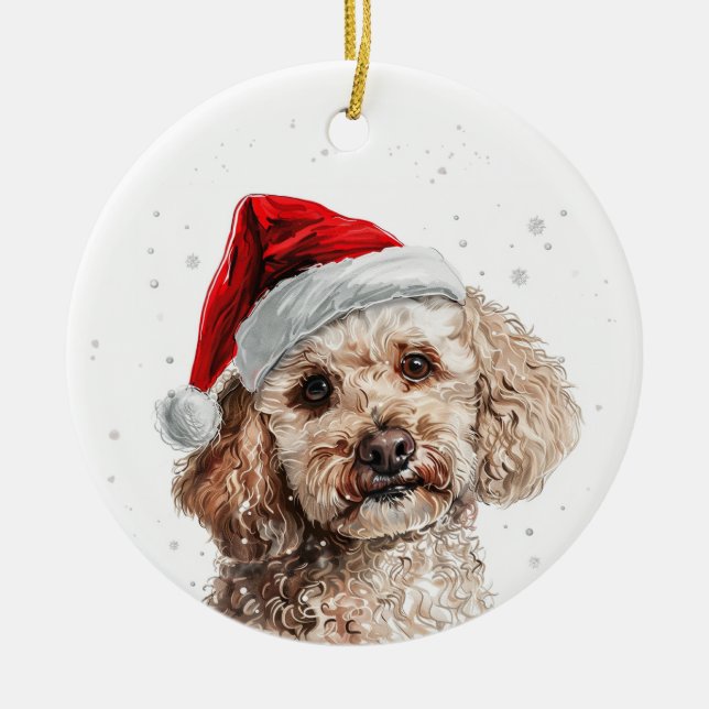 Personalisierter Pudel-Hund-Weihnachten Keramik Ornament (Vorne)