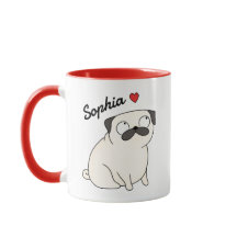Personalisierter Pug-Becher, personalisierter Pug-