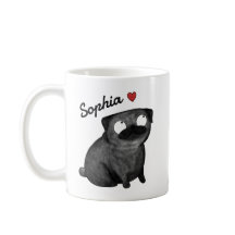 Personalisierter Pug-Mug, Schwarzer Pug benutzerde