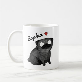 Personalisierter Pug-Mug, Schwarzer Pug benutzerde Kaffeetasse