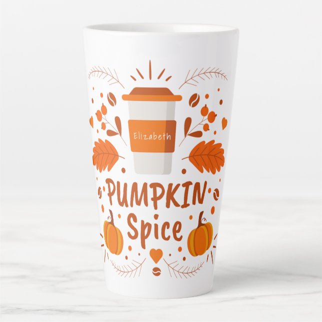 Personalisierter Pumpkin-Gewürzkaffee, Herbstlaub Milchtasse (Vorderseite)