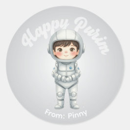 Personalisierter Purim-Aufkleber – Jungen-Roboter- Runder Aufkleber