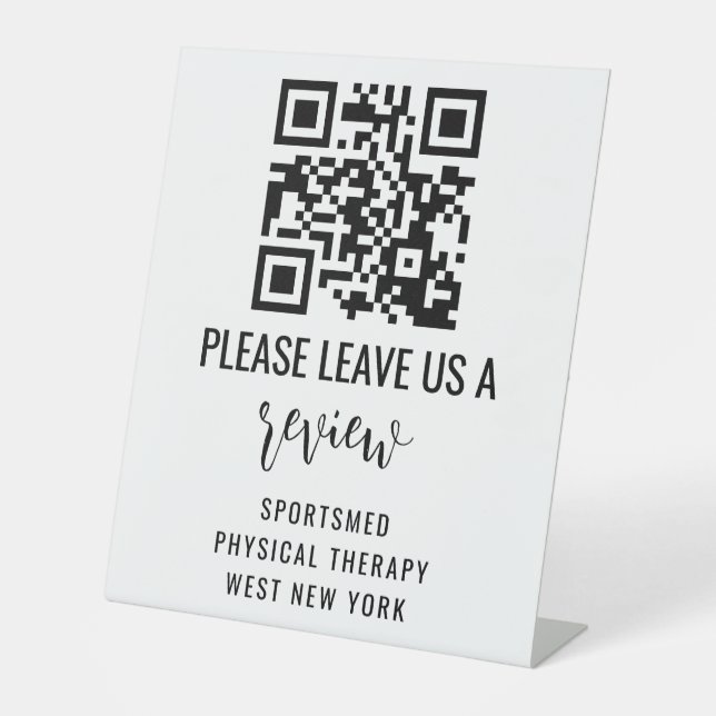 Personalisierter QR-Code für Unternehmen - Verlass Sockelschild (Vorderseite)