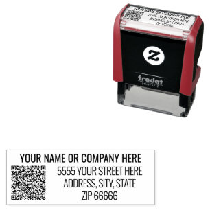 Personalisierter QR-Code Name Adresse Moderne Brie Permastempel