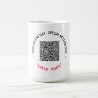 Personalisierter QR-Code und Text-Kaffee-Tasse