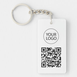 Personalisierter QR-Code Visitenkarte Ihr Logo wei Schlüsselanhänger