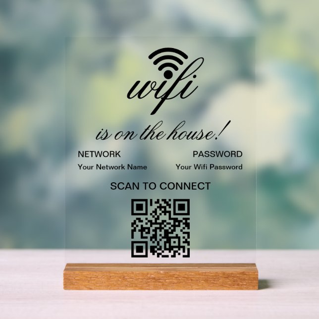 Personalisierter QR-Code Wifi-Internet-Scan zur Ve Acrylschild (Neutral)