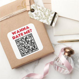 Personalisierter QR-Code – Willst du mich datieren Quadratischer Aufkleber